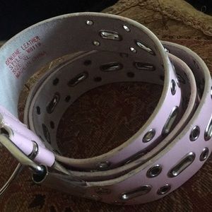 Pink Leather belt; leather